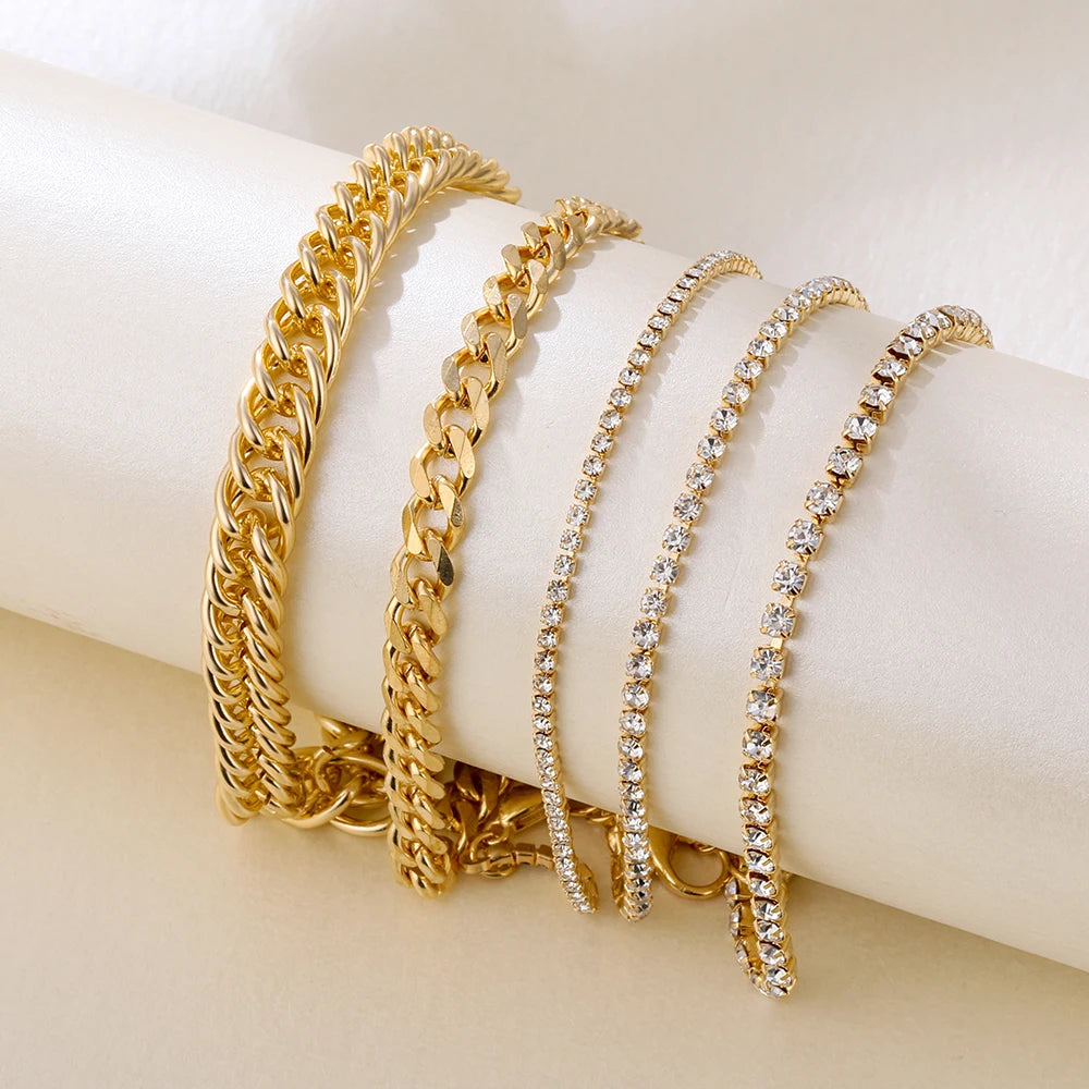 3Pcs/Set Punk Geometric Chain Bracelet