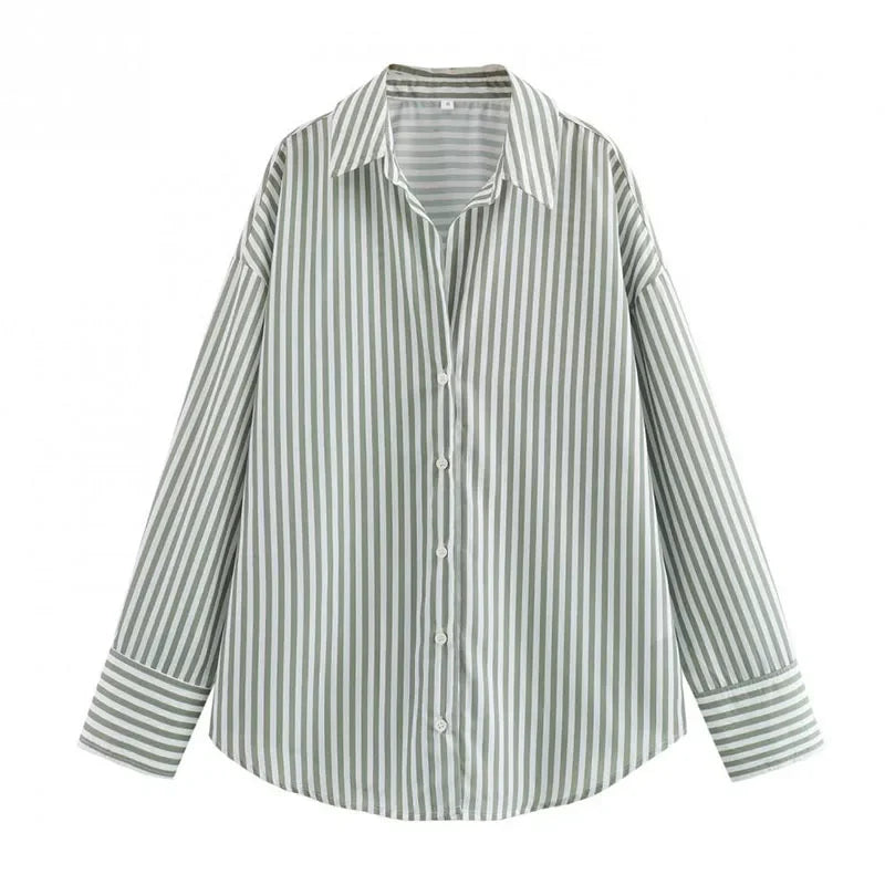 Stripe Casual Contrast Blouse