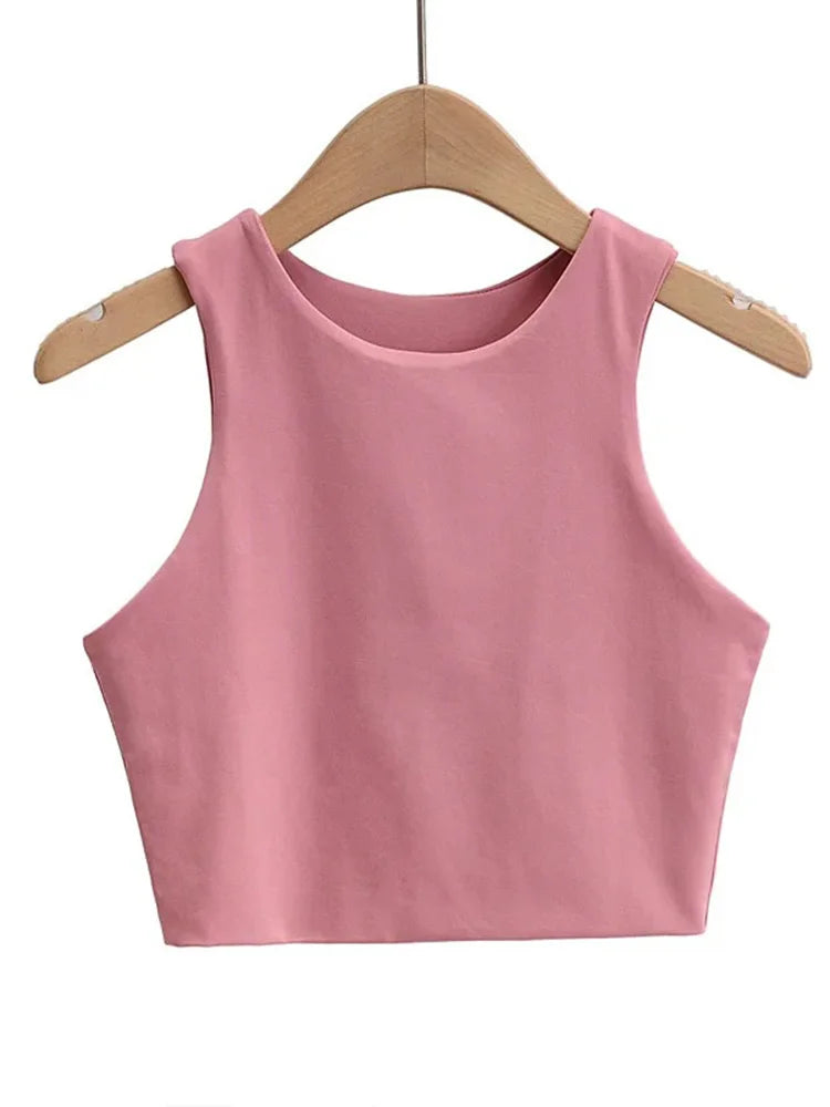 O-neck Sleeveless Double Nylon Tank Tops