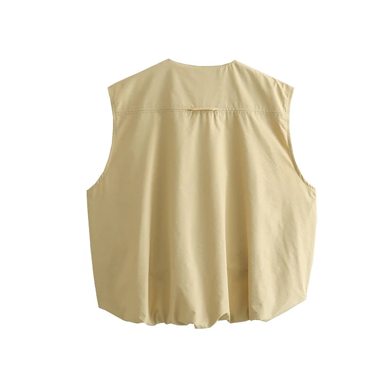 Cropped Waistcoat Zipper Vest