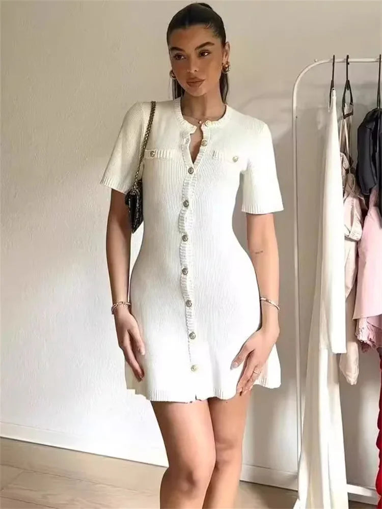 Tossy White Knit Mini Dress