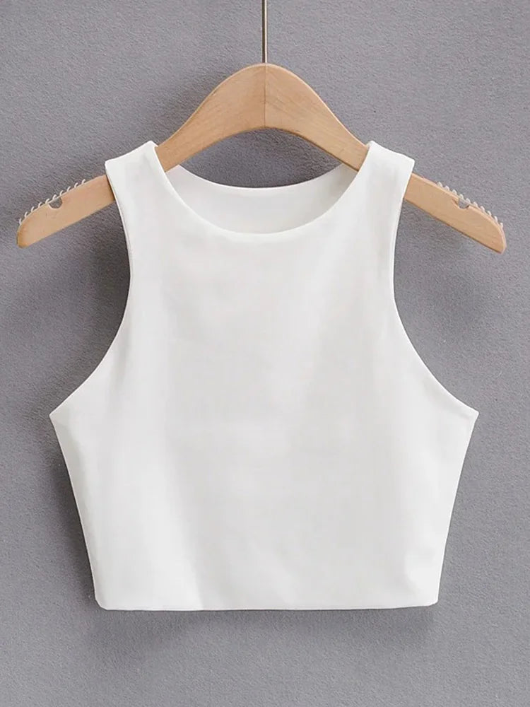 O-neck Sleeveless Double Nylon Tank Tops