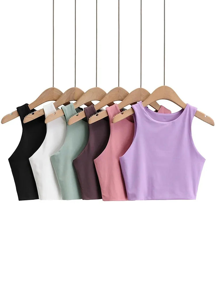 O-neck Sleeveless Double Nylon Tank Tops