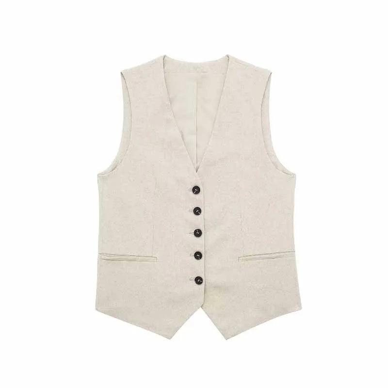 Elegant Solid Waistcoat Shorts Set