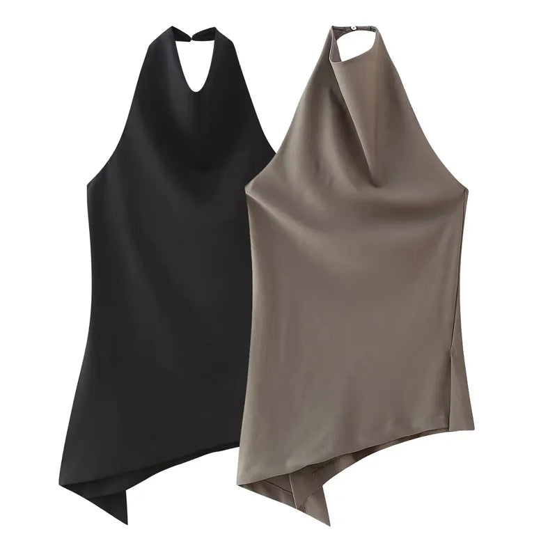 TRAF Halter Neck Asymmetrical Top and Pants