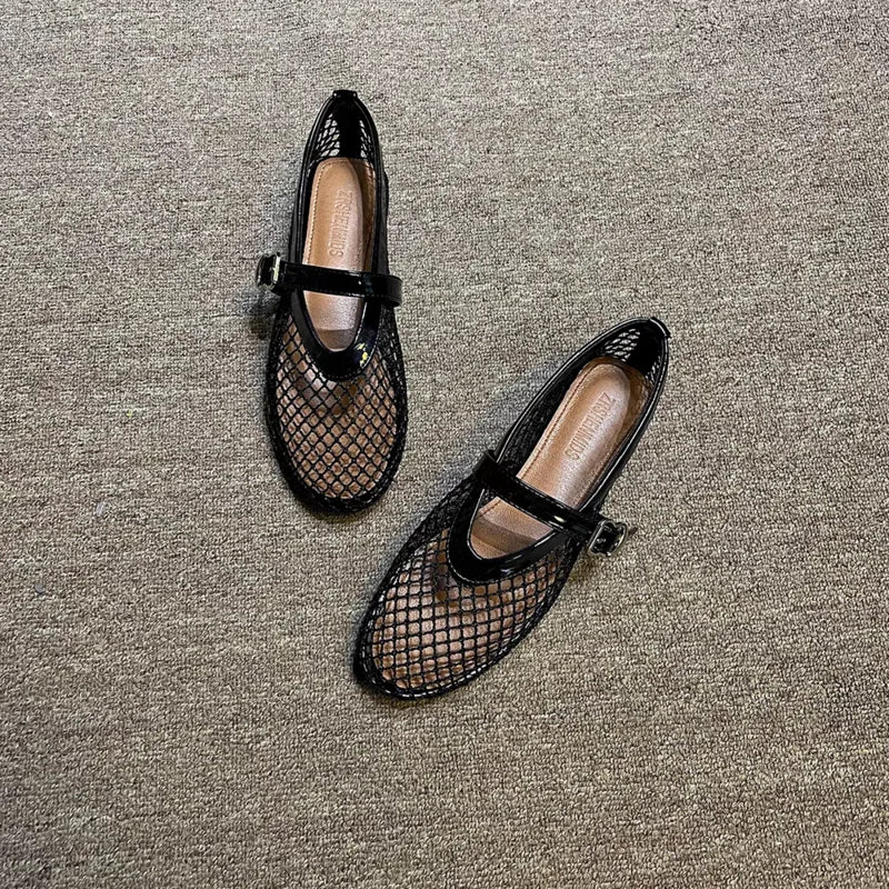 Mesh Black Doll Shoes