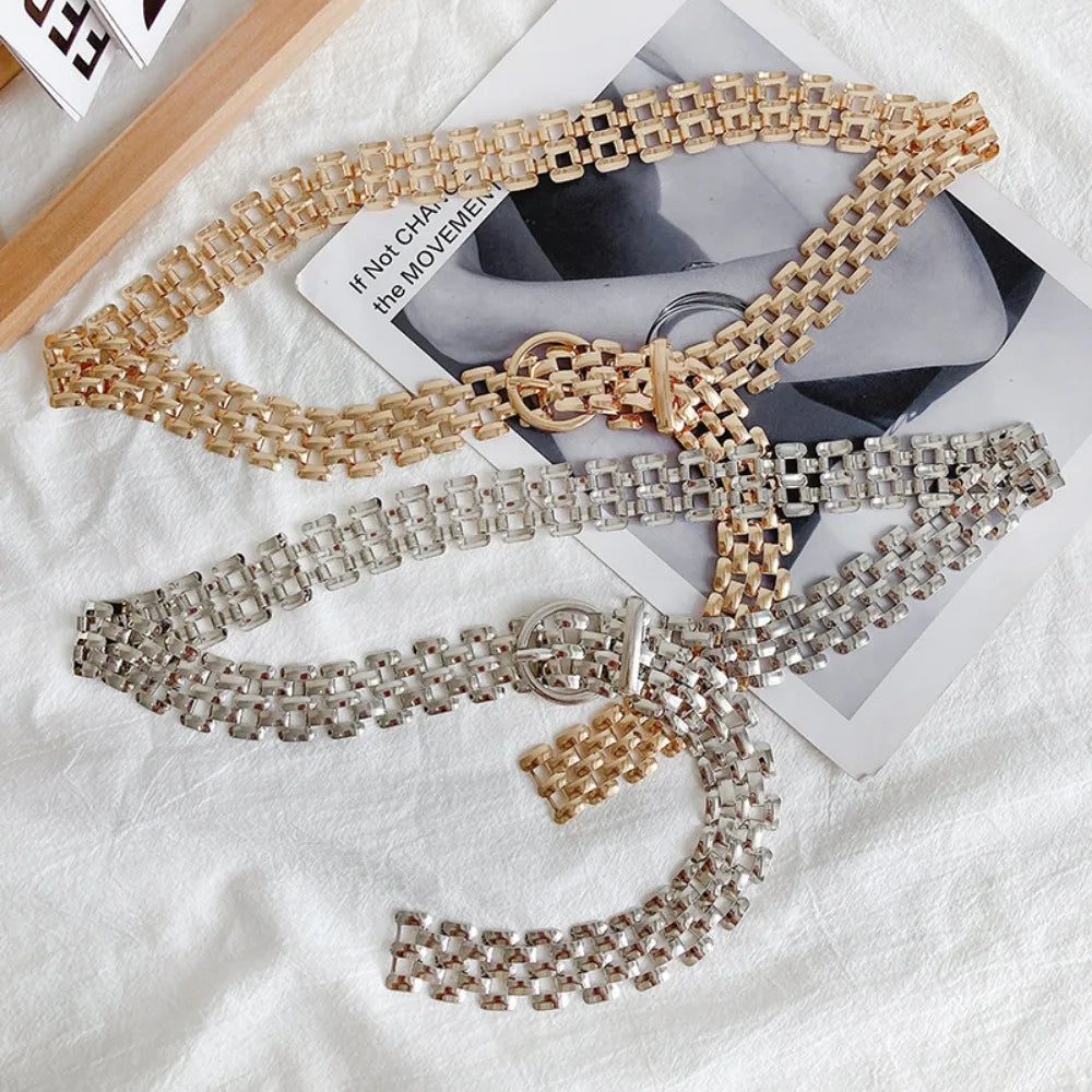 Silver Thick Chain Mid-Waist Belt
