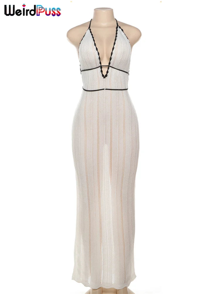 Backless Lace-Up Trendy Beach Dress