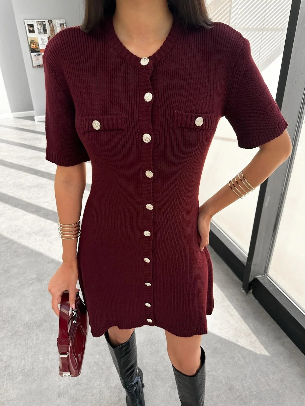 Tossy White Knit Mini Dress