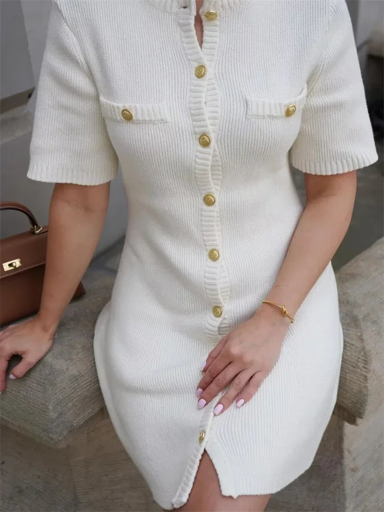 Tossy White Knit Mini Dress