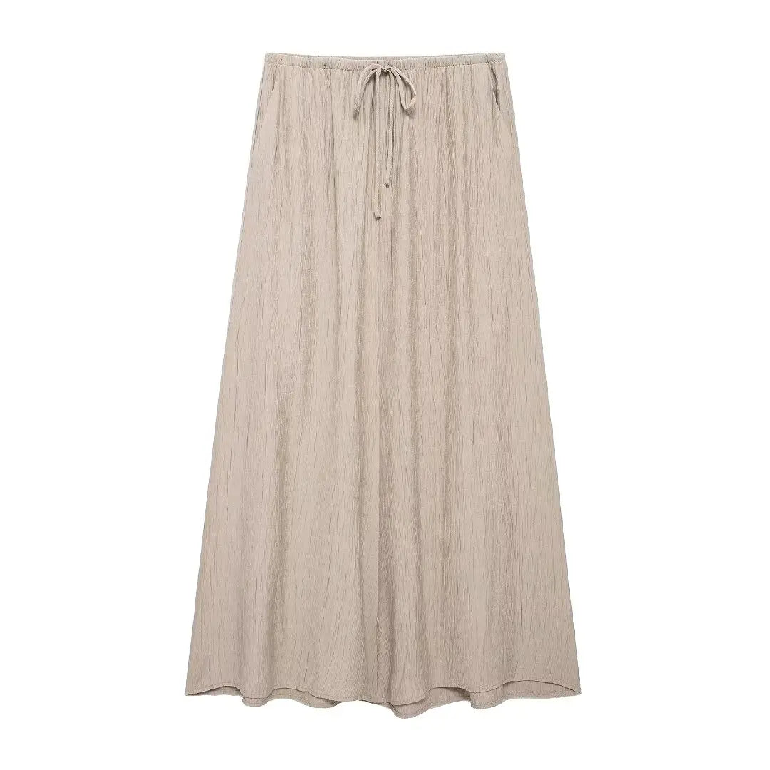 Chic V-neck Sleeveless Lace-up Casual Skirt Set