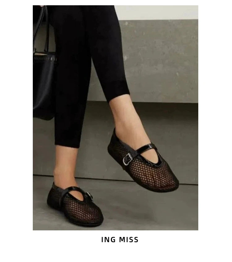 Mesh Black Doll Shoes