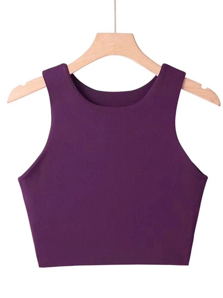 O-neck Sleeveless Double Nylon Tank Tops