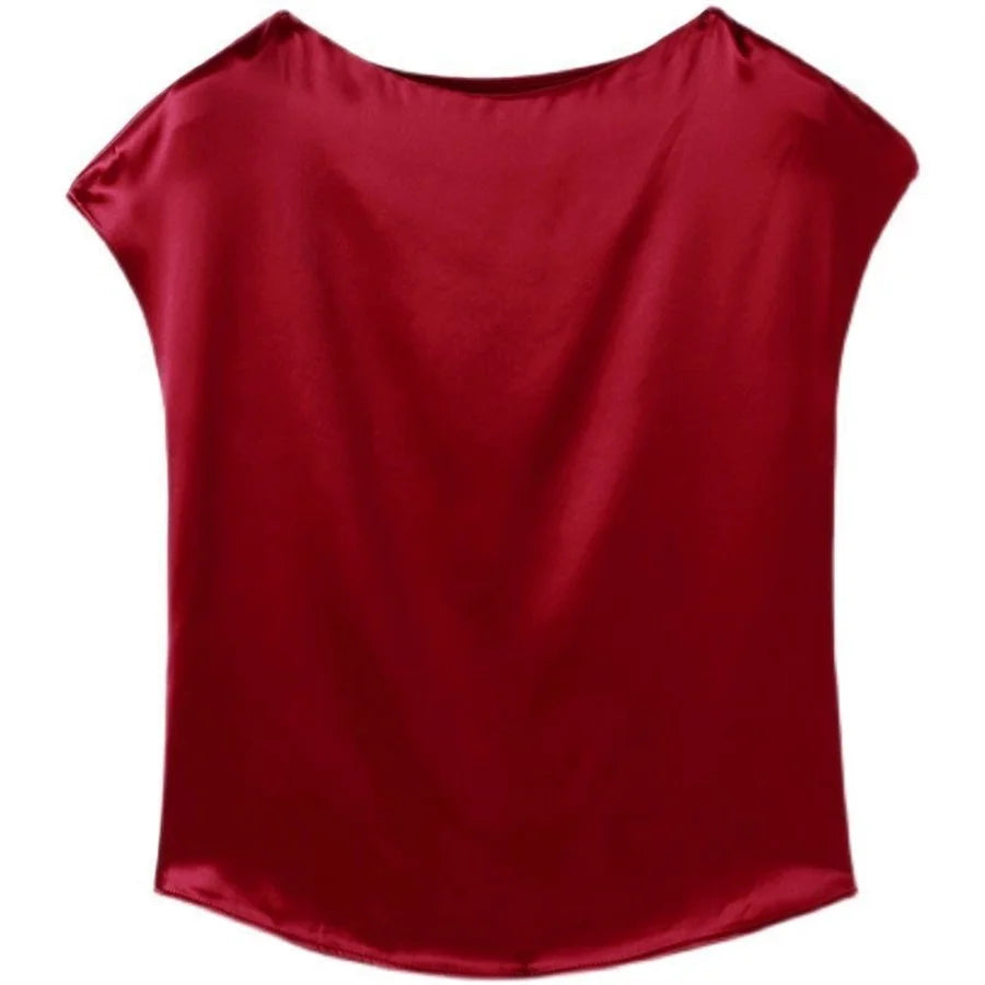 Simple Satin Solid Casual Loose Shirt