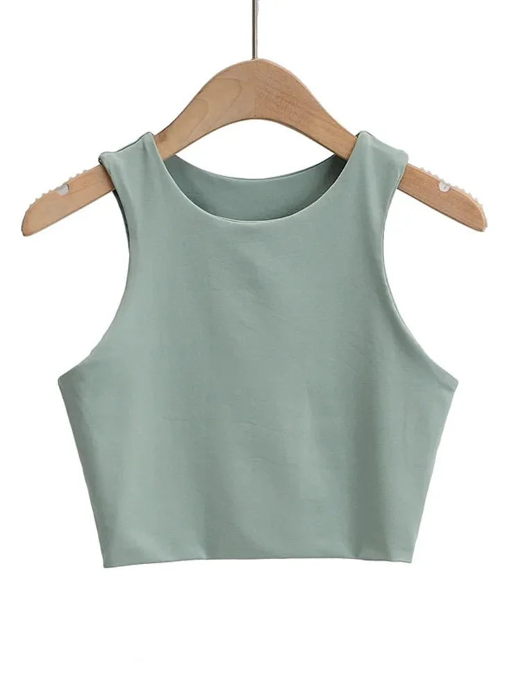 O-neck Sleeveless Double Nylon Tank Tops