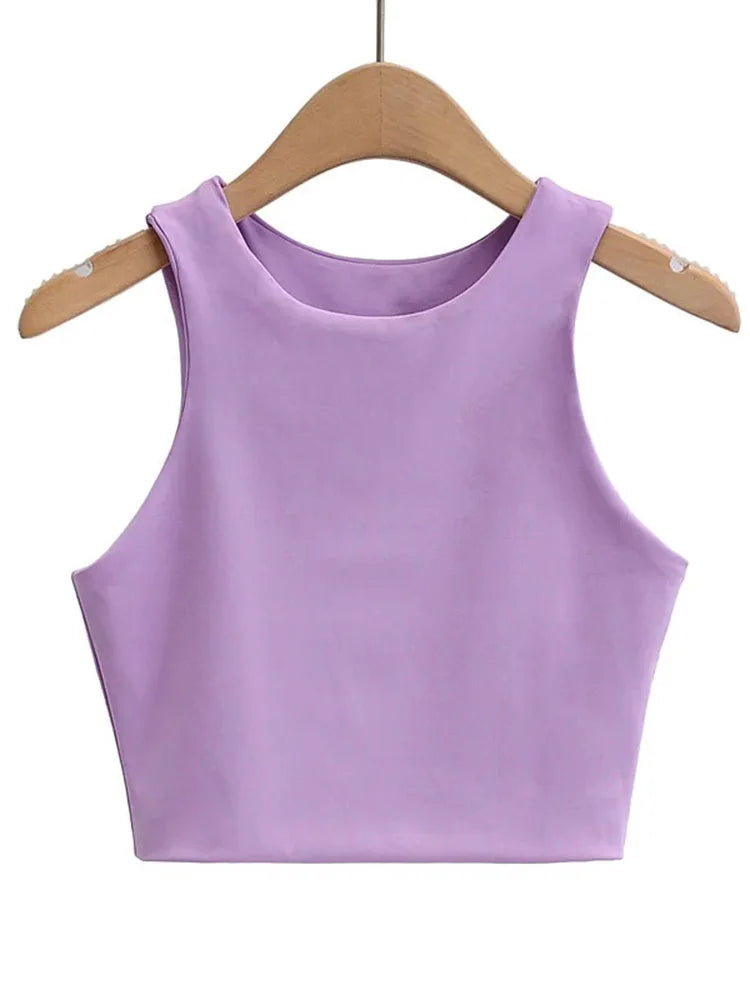 O-neck Sleeveless Double Nylon Tank Tops