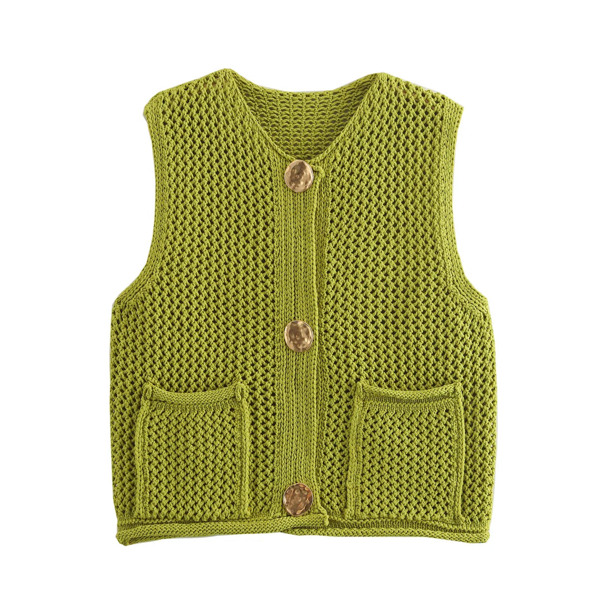 TRAFZA Knit Button Vests