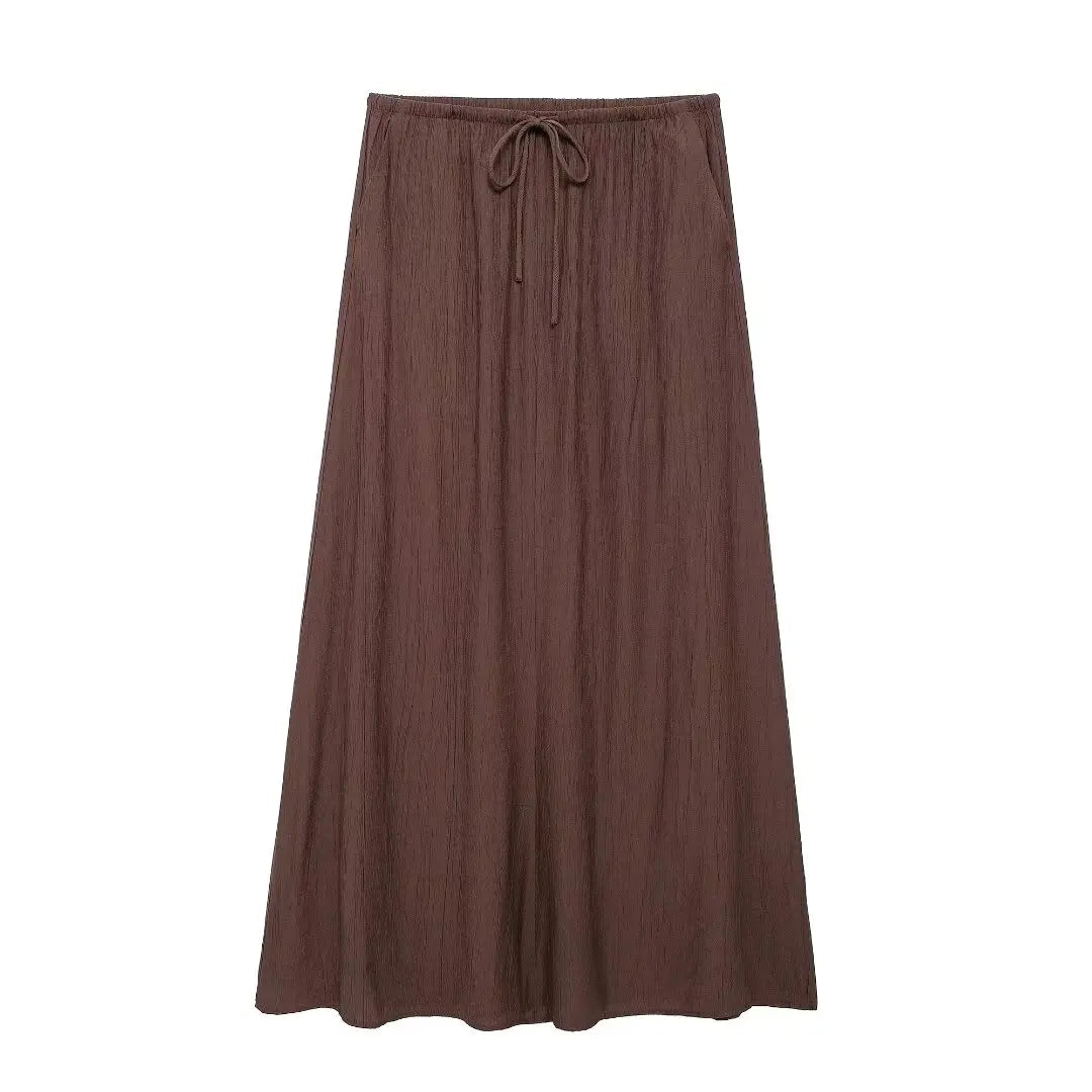 Chic V-neck Sleeveless Lace-up Casual Skirt Set
