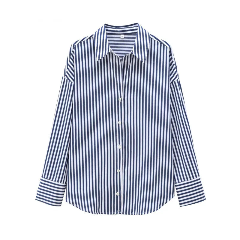 Stripe Casual Contrast Blouse