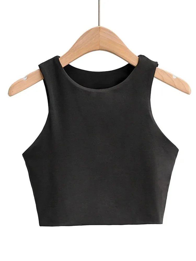 O-neck Sleeveless Double Nylon Tank Tops