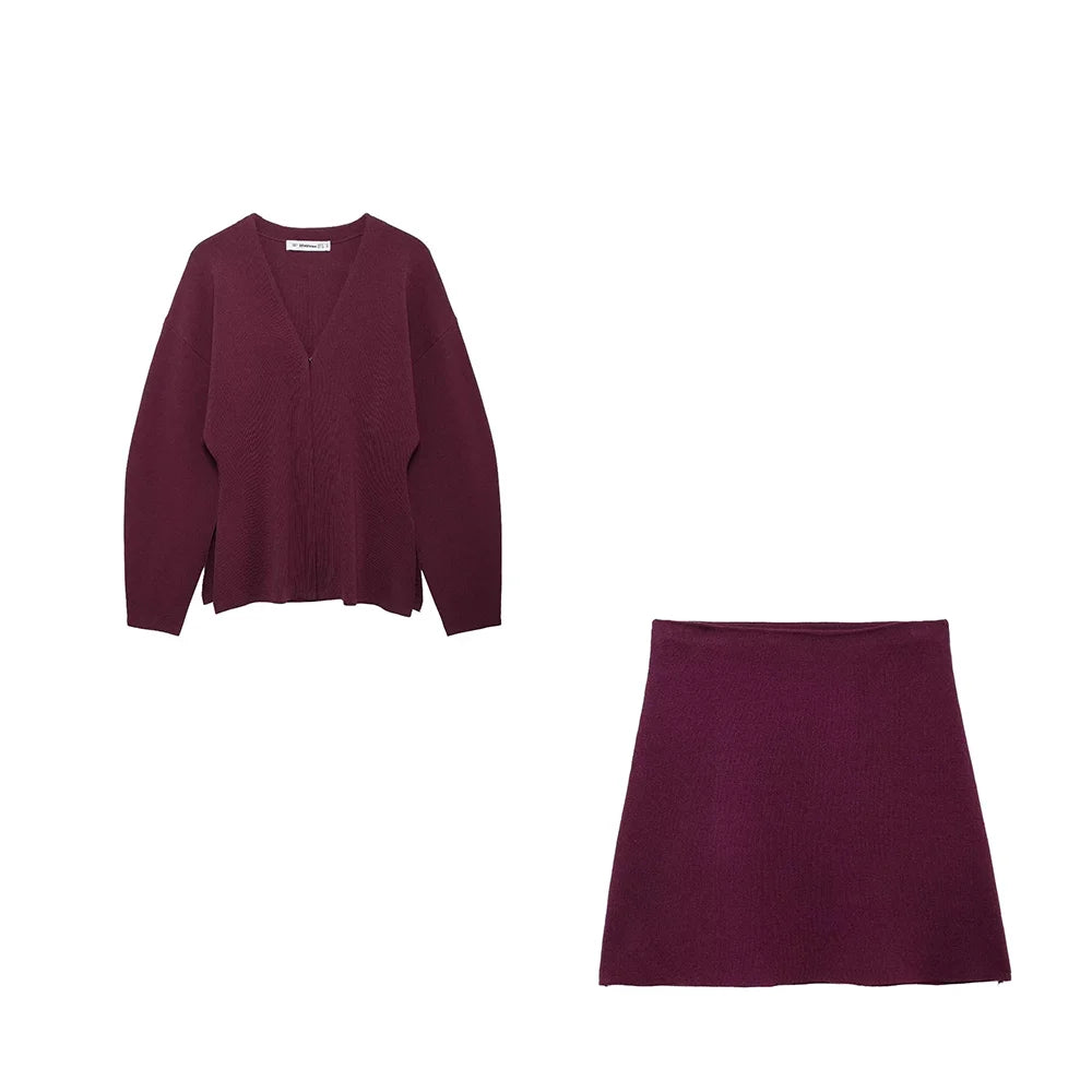 TRAFZA Chic Streetwear Knitted Set