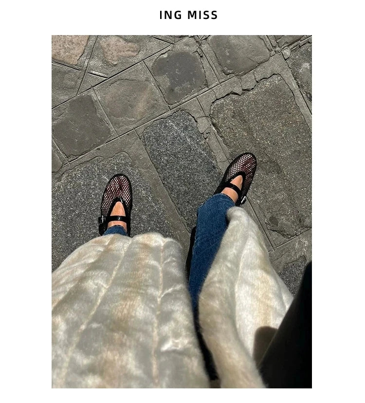 Mesh Black Doll Shoes