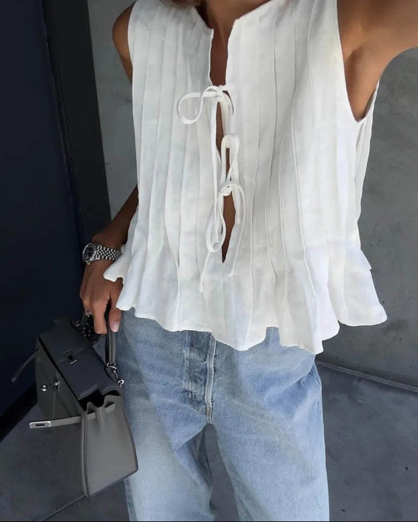 Fashion Bow Lace Up Shirts