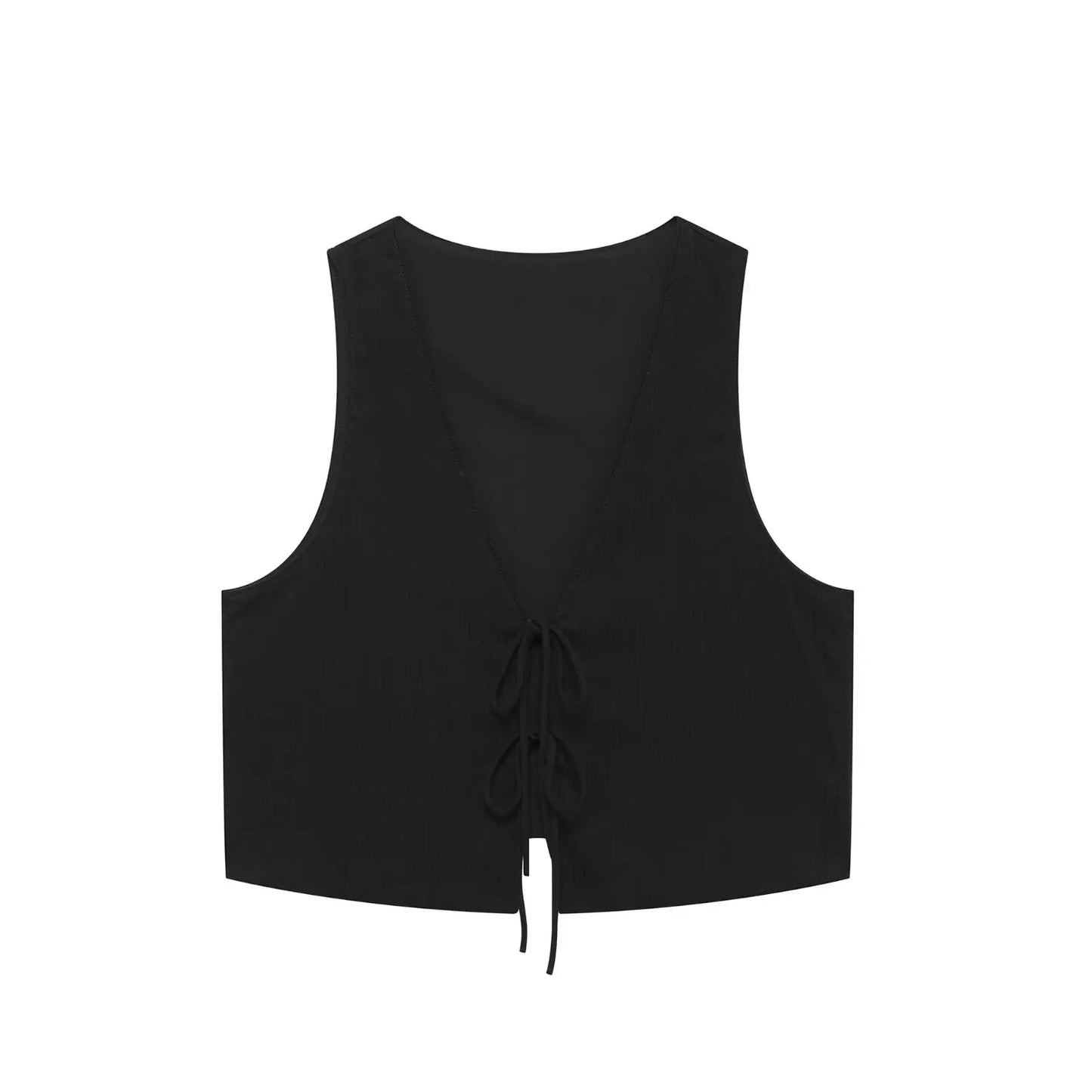 Chic V-neck Sleeveless Lace-up Casual Skirt Set