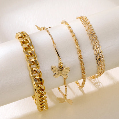 3Pcs/Set Punk Geometric Chain Bracelet