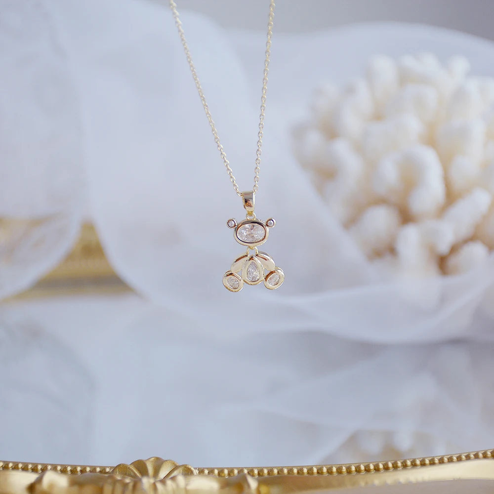 Exquisite Bear Necklace Plated 14k Real Gold