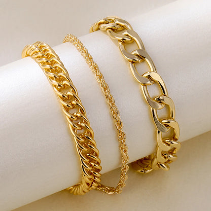3Pcs/Set Punk Geometric Chain Bracelet