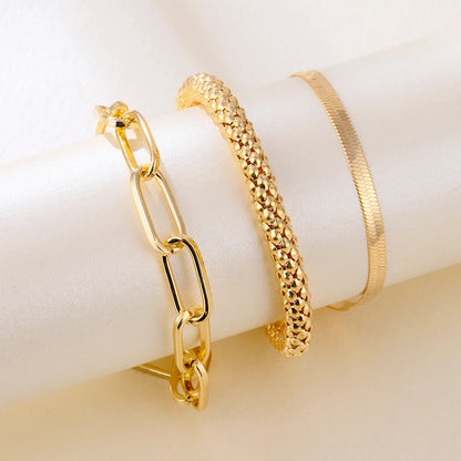 3Pcs/Set Punk Geometric Chain Bracelet