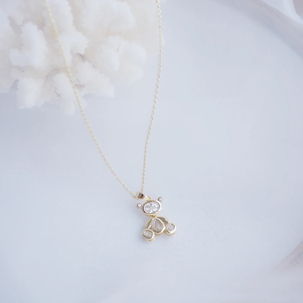 Exquisite Bear Necklace Plated 14k Real Gold