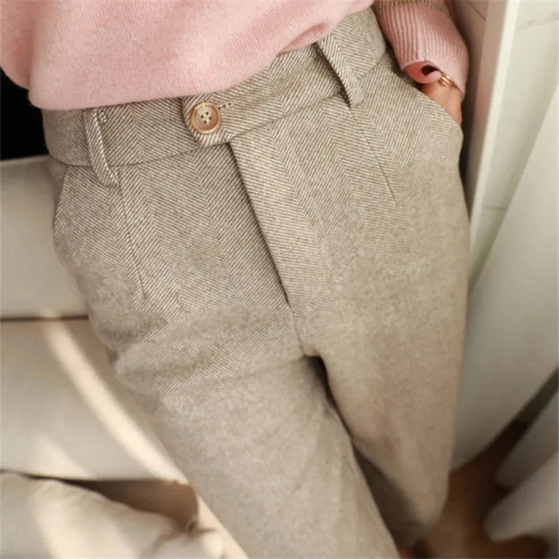 Woolen High Waisted Pants