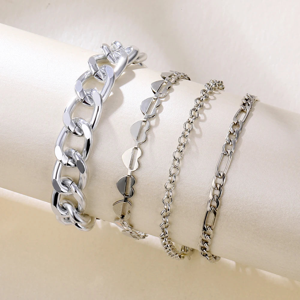 3Pcs/Set Punk Geometric Chain Bracelet