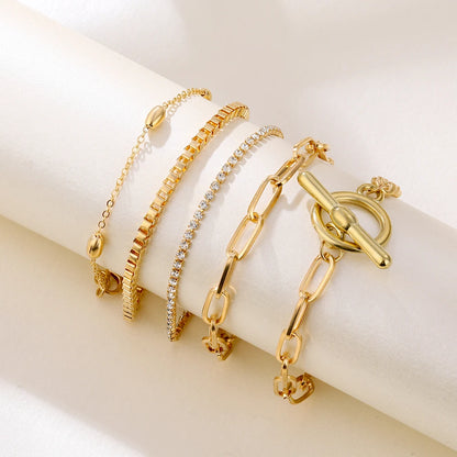 3Pcs/Set Punk Geometric Chain Bracelet