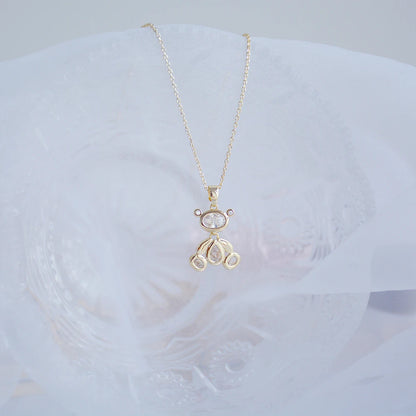 Exquisite Bear Necklace Plated 14k Real Gold