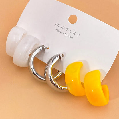 Sets Korean Geometry Colorful Acrylic Dangle Earrings