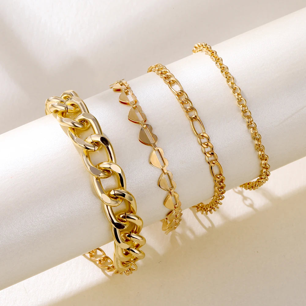 3Pcs/Set Punk Geometric Chain Bracelet