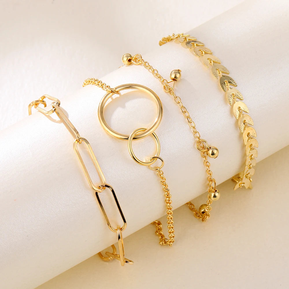3Pcs/Set Punk Geometric Chain Bracelet