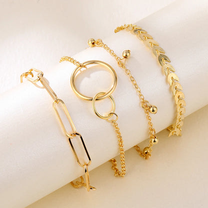 3Pcs/Set Punk Geometric Chain Bracelet