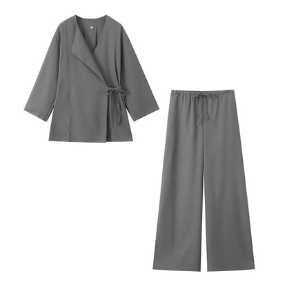 Vintage Elastic Waist Trousers Set