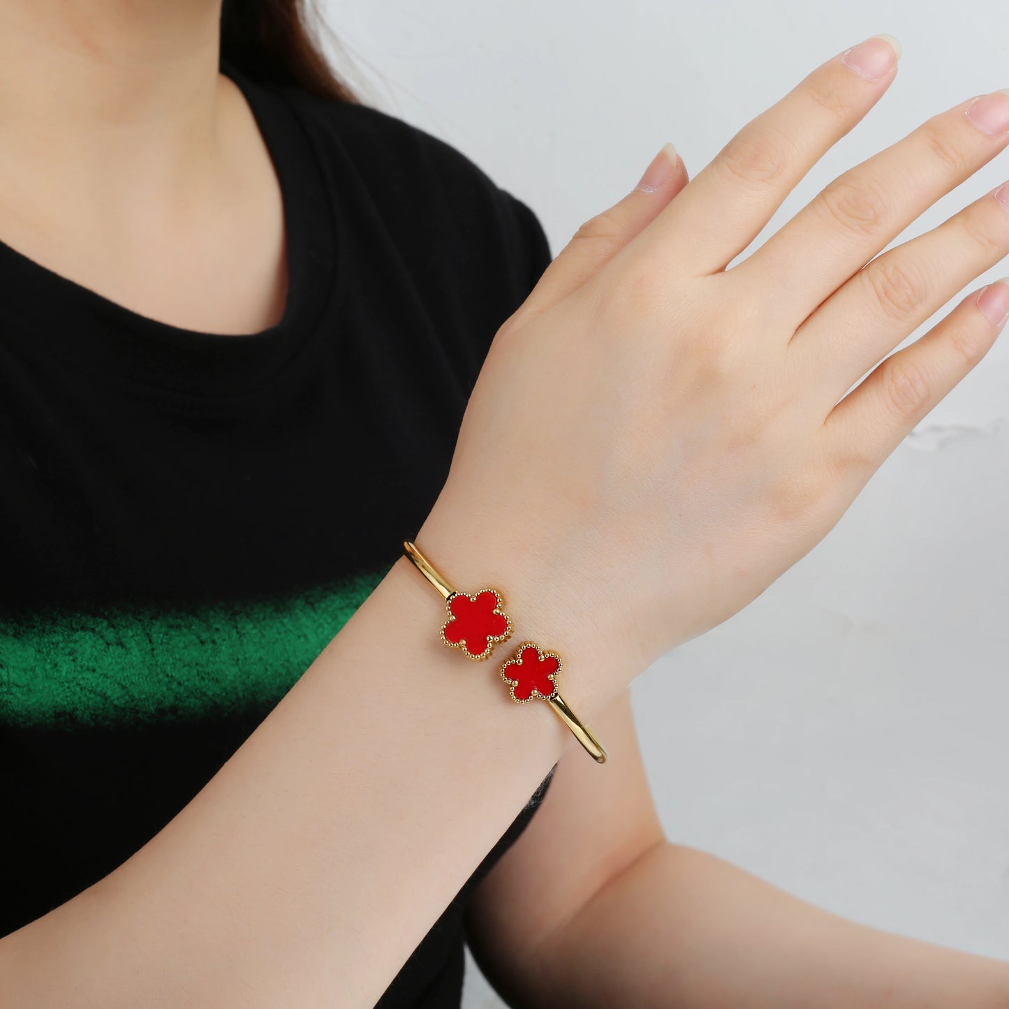 Leaf Flower Bangle Ring Jewelry Set