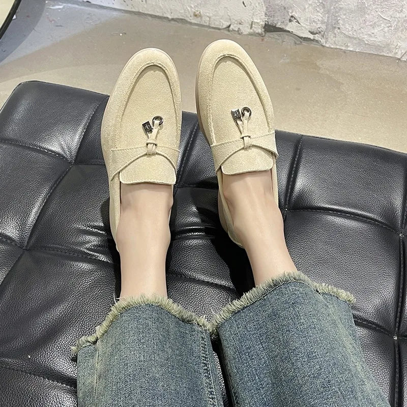 Casual thick soled suede loafers