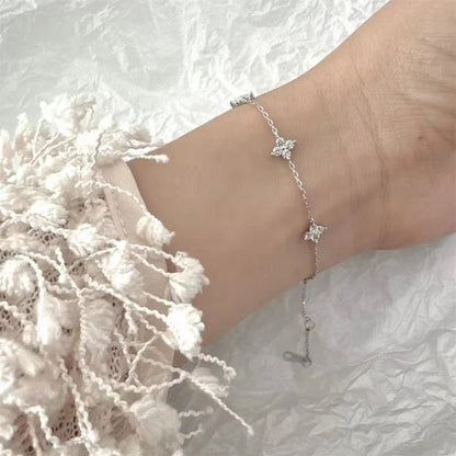 925 Sterling Silver Four-leaf Clover Zircon Starry 18K Gold Bracelets