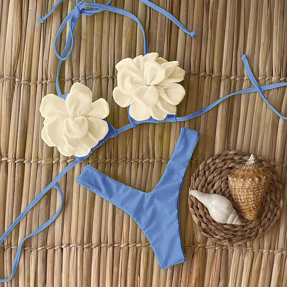 Sexy Floral Thong Bikinis Set