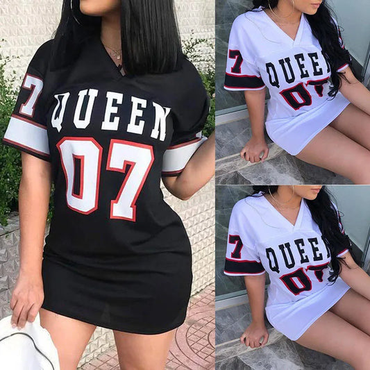 Sporty Queen Letters Print Dress