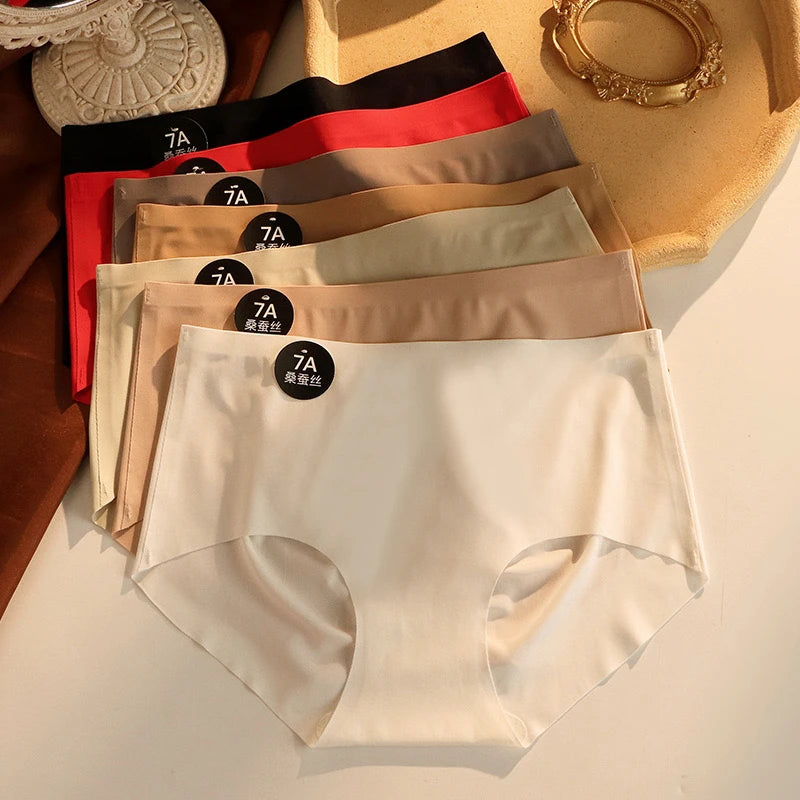 5PCS Seamless Mulberry Silk Underwear