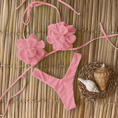 Sexy Floral Thong Bikinis Set
