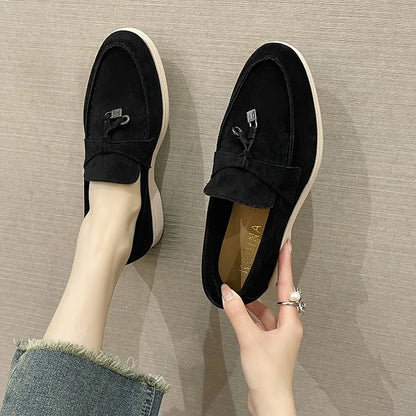 Casual thick soled suede loafers